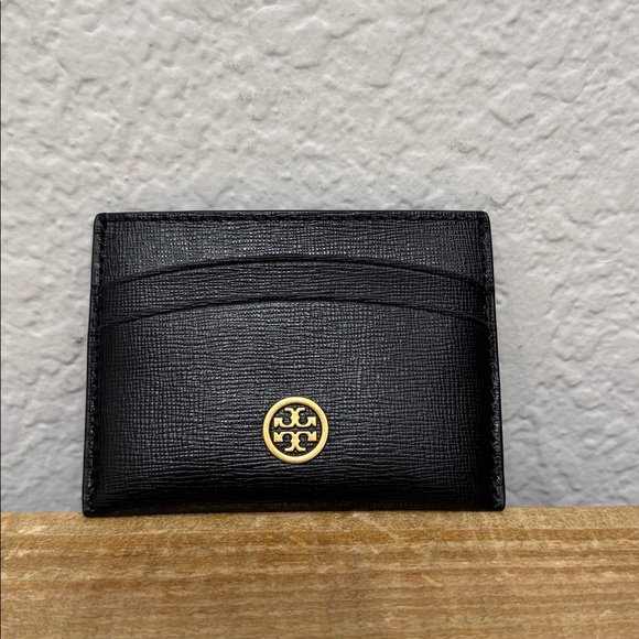 Tory Burch Robinson Black Leather Card Case - Picture 4 of 5